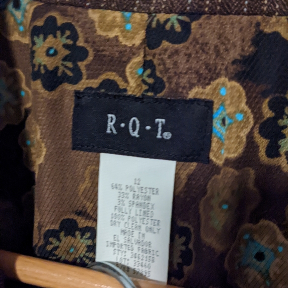 RQT Brown Pinstripe Skirt Suit Set w/ Floral Accent - Picture 7 of 7